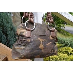 B. Makowsky Caroline Camouflage & Copper Leather Satchel Shoulder Bag $207 READ